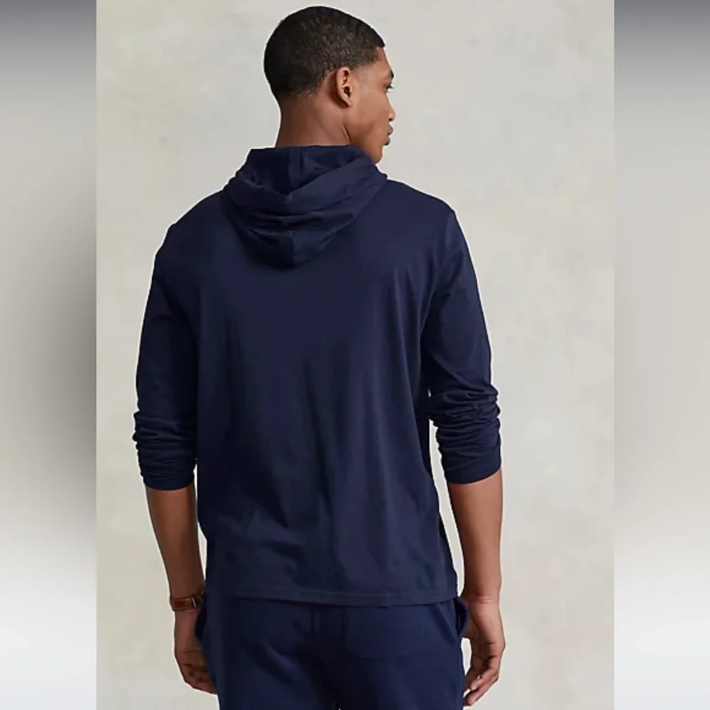 Polo Ralph Lauren Royal / Navy Blue Jersey Hooded Long Sleeve Shirt Pony M EUC